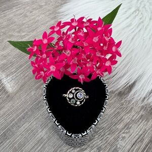 💙💜 Retired Brighton Halo Ring Silver Tanzanite Size 7 Blue Purple